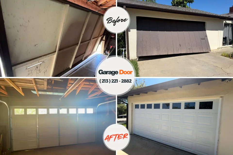 Before and after: garage door repair Jefferson City, TN